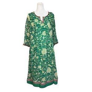 Biba Green Floral Kurta Dress Size 32 US Small